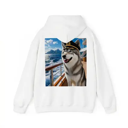 Siberian Husky Captain on Luxury Yacht