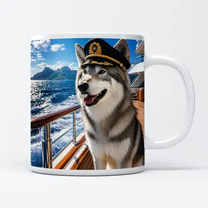 Siberian Husky Captain on Luxury Yacht