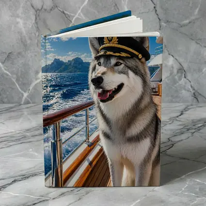Siberian Husky Captain on Luxury Yacht