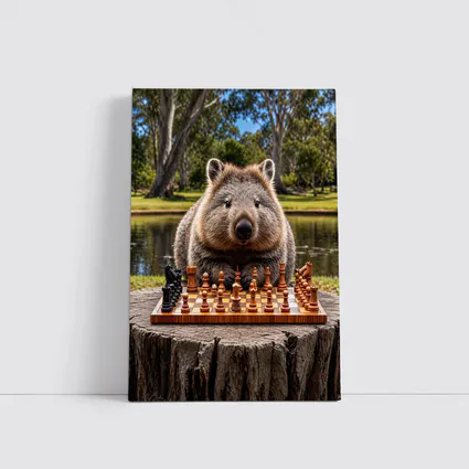 Wombat Playing Chess Outdoors Park Setting