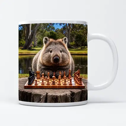 Wombat Playing Chess Outdoors Park Setting