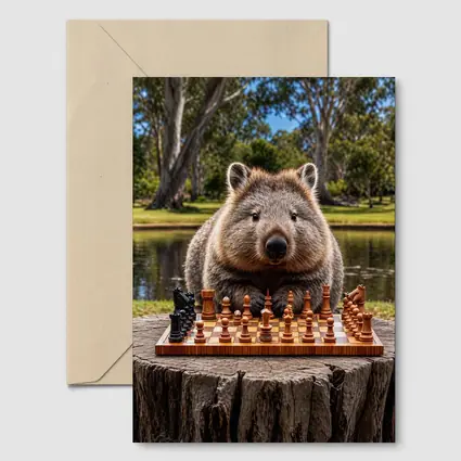 Wombat Playing Chess Outdoors Park Setting