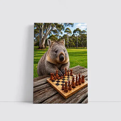 Wombat Playing Chess in Australian Park