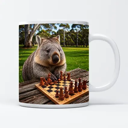 Wombat Playing Chess in Australian Park
