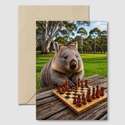 Wombat Playing Chess in Australian Park