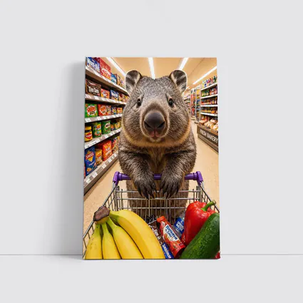 Wombat Grocery Shopping In Supermarket Aisle