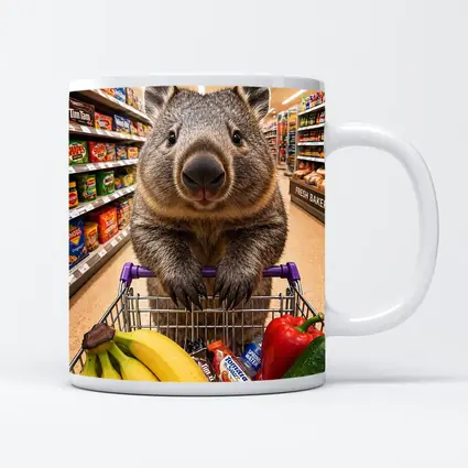 Wombat Grocery Shopping In Supermarket Aisle