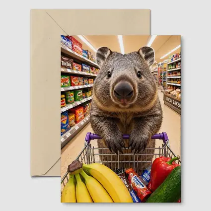 Wombat Grocery Shopping In Supermarket Aisle