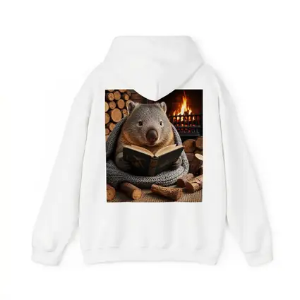 Wombat Reading Book by Cozy Fireplace