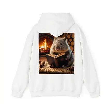 Wombat Reading Book By Cozy Fireplace