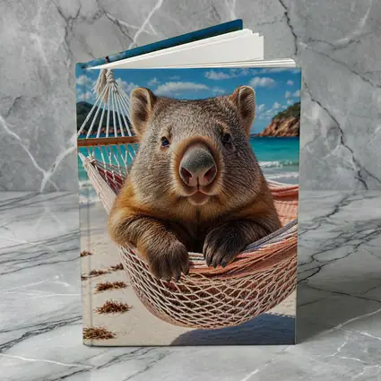 Wombat Relaxing in Hammock Beach Scene
