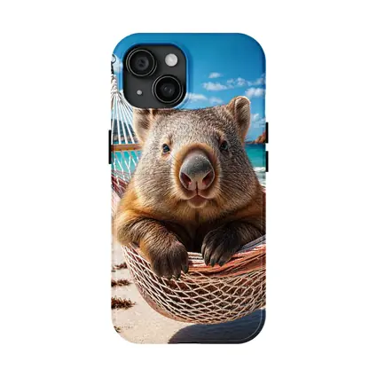 Wombat Relaxing in Hammock Beach Scene