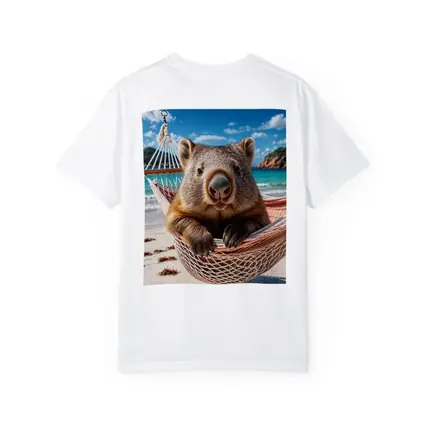 Wombat Relaxing in Hammock Beach Scene
