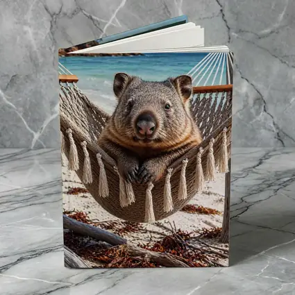 Wombat Relaxing in Hammock Beach Scene
