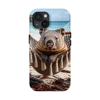 Wombat Relaxing in Hammock Beach Scene