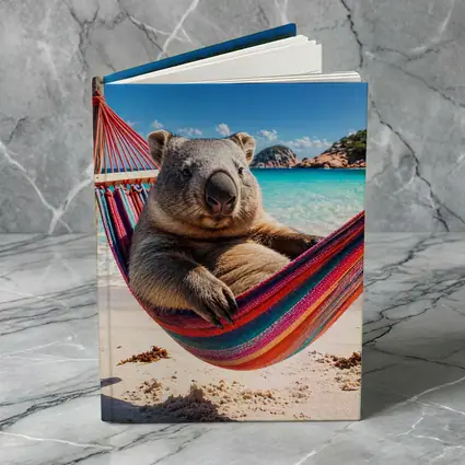 Wombat Relaxing in Hammock Beach Scene