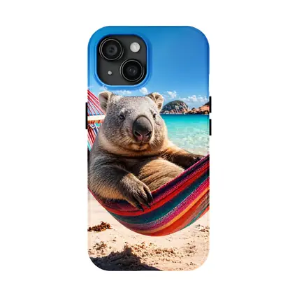 Wombat Relaxing in Hammock Beach Scene