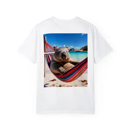 Wombat Relaxing in Hammock Beach Scene