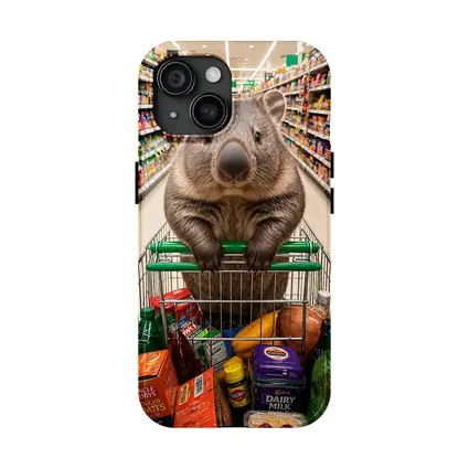 Wombat Riding Shopping Cart In Supermarket