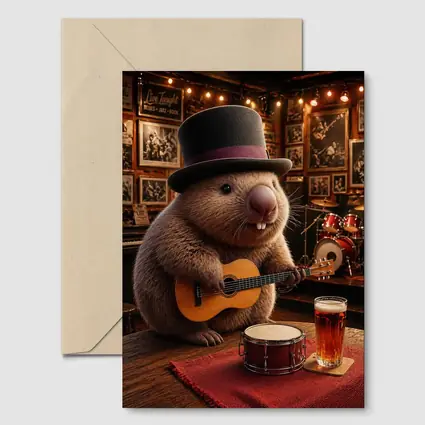 Wombat Playing Guitar Blues Music Club