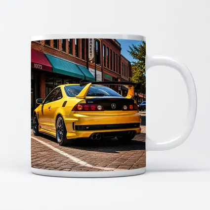 Yellow Acura Integra Type R Downtown Street