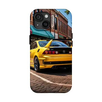 Yellow Acura Integra Type R Downtown Street