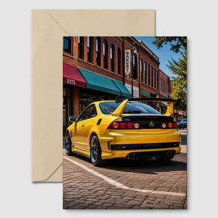 Yellow Acura Integra Type R Downtown Street