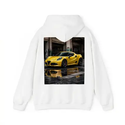 Yellow Alfa Romeo 4C Wet Urban Street