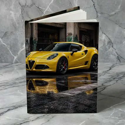 Yellow Alfa Romeo 4C Wet Urban Street