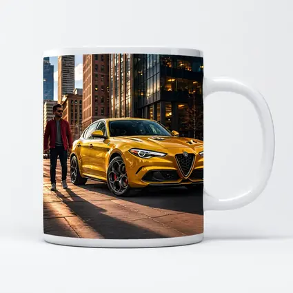 Alfa Romeo Stelvio Yellow Urban Street Scene
