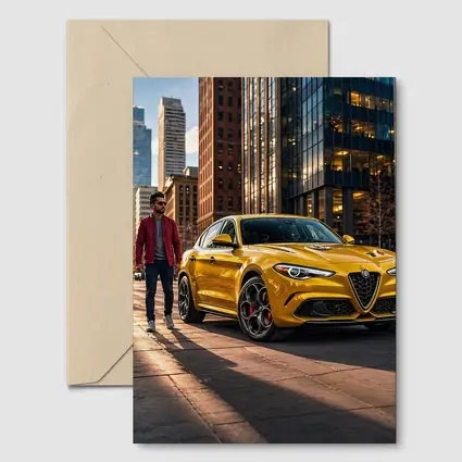 Alfa Romeo Stelvio Yellow Urban Street Scene