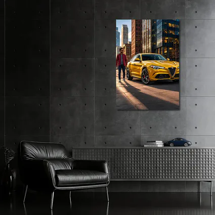 Alfa Romeo Stelvio Yellow Urban Street Scene