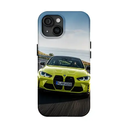 BMW M4 Yellow Coupe Coastal Road Drive