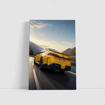 BMW M4 Yellow Coupe Mountain Road Speed
