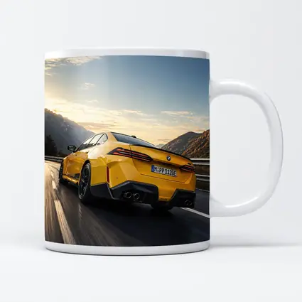 BMW M4 Yellow Coupe Mountain Road Speed
