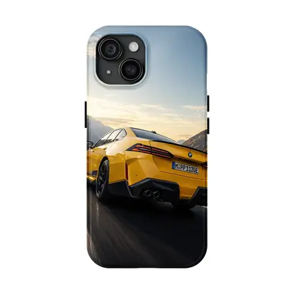 BMW M4 Yellow Coupe Mountain Road Speed