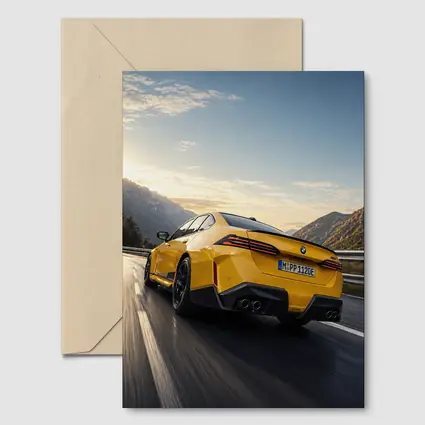 BMW M4 Yellow Coupe Mountain Road Speed