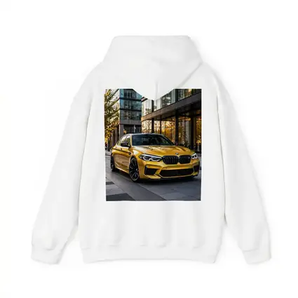 BMW M5 Gold Sedan Urban Glass Buildings