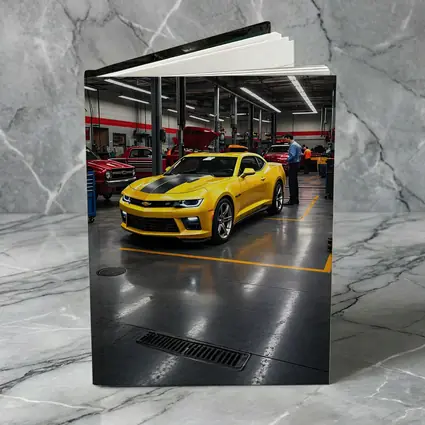 Yellow Chevrolet Camaro Inside Auto Service Shop
