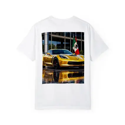 Yellow Chevrolet Corvette Z06 Mexico Flag
