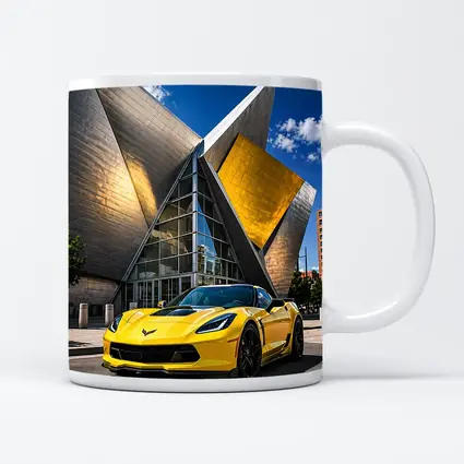 Yellow Chevrolet Corvette Denver Architecture Background