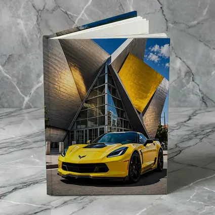 Yellow Chevrolet Corvette Denver Architecture Background