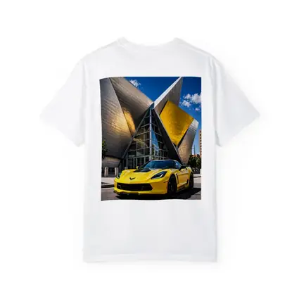 Yellow Chevrolet Corvette Denver Architecture Background