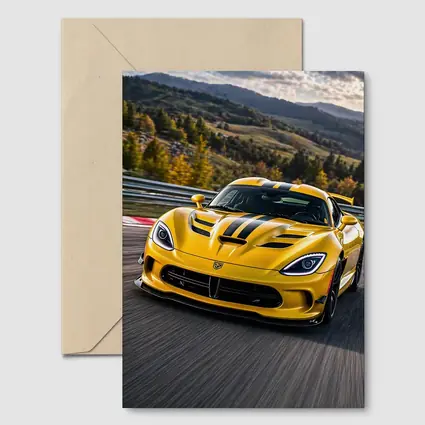 Yellow Dodge Viper Racing on Track