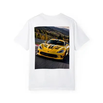 Yellow Dodge Viper Racing on Track