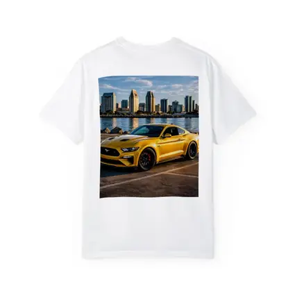 Ford Mustang GT Yellow City Waterfront