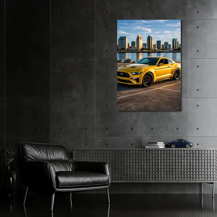 Ford Mustang GT Yellow City Waterfront