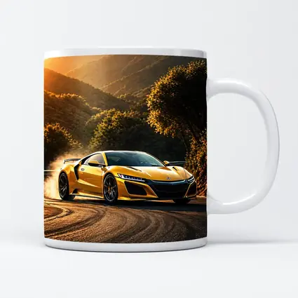 Honda NSX Yellow Drifting Mountain Road Sunset