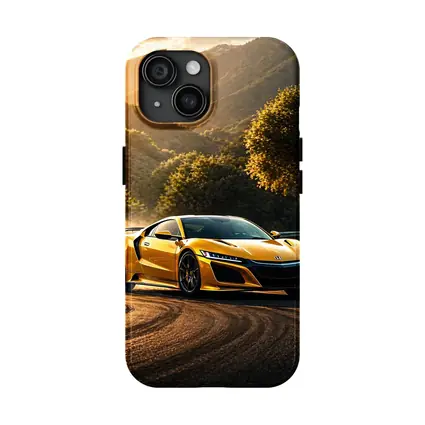 Honda NSX Yellow Drifting Mountain Road Sunset