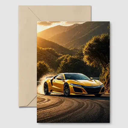 Honda NSX Yellow Drifting Mountain Road Sunset